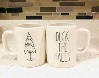 Rae Dunn By Magenta L/l Deck The Halls Double - Sided Christmas Coffee Mug