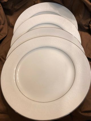 Set Of 4 White Lace Dinner Plates Southwicke Porcelain China,  Made In Japan