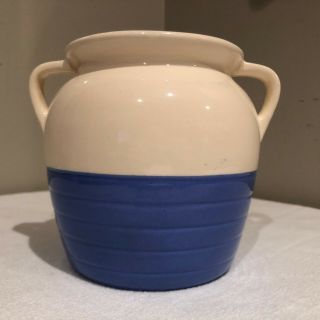 Vintage Universal Cambridge Potteries Blue White Double Handle Pot Ovenproof