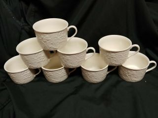 Set Of 8 Mikasa English Countryside White Dp900 Flat Coffee Cups Cond.