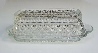 Vintage Anchor Hocking Wexford Clear Glass 1/4 Lb Covered Butter Dish