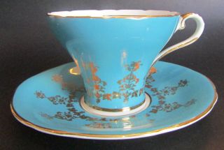 Vintage Aynsley Teacup And Saucer - Robins Egg Blue