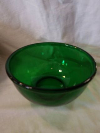 Vintage Anchor Hocking Forest Green Glass Mixing Bowl Small Rolled Rim Nested 6 "