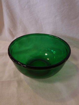 Vtg Anchor Hocking Forest Green Glass Mixing Bowl Small Rolled Rim Nested 4 3/4 "