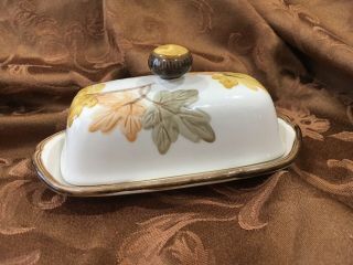 Franciscan October Autumn Leaves Pattern Butter Dish
