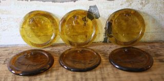 Set Of 6 Maple Leaf Round Amber Colored Glass Medallions Wind Chimes/crafts