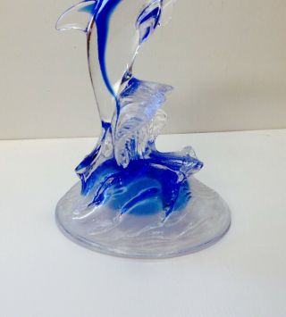 1 Cristal D ' Arques Sapphire Blue and Clear Crystal Jumping Dolphin Figurine 4