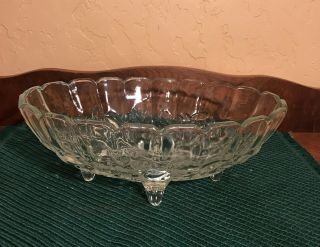 Indiana Clear Glass Footed Fruit Bowl Harvest Grape Scalloped Edge