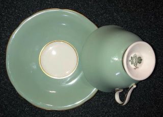 Vintage Aynsley Bone China Tea Cup/Saucer Blue Rose Turquoise Heavy Gold Gilding 4