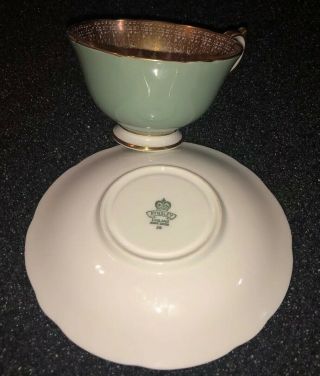 Vintage Aynsley Bone China Tea Cup/Saucer Blue Rose Turquoise Heavy Gold Gilding 5