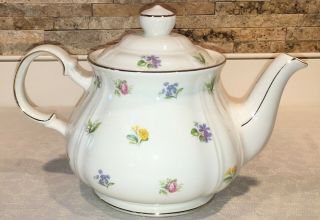 Winsdor Tea Pot 4 Cup Sadler England Porcelain Multi Floral Gold Trim 6 " Euc