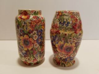Royal Winton Grimwades " Sunshine " Two Small Chintz Looking Bud Vases Vase