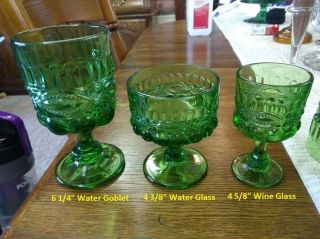 Green Eyewinker 6 1/4 " Goblet Glass By L.  G.  Wright