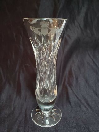Galway Irish Crystal Claddagh Vase 8.  75 " Tall Ireland Euc