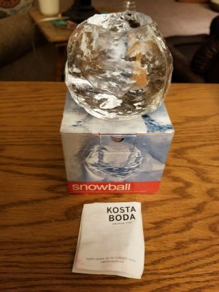 Kosta Boda Crystal Snowball Votive Candle Holder By Ann Wharff Sweden Boxed