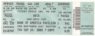 Rare Beck 9/29/05 Boston Ma Bank Of America Pavilion Concert Ticket