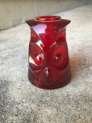 Vintage Viking Ruby Red Glass Owl Fairy Lamp Replacement Part - Top Part Only