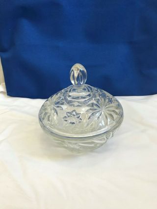 Vintage Lead Crystal Clear Glass Candy Dish Bowl With Lid Display 5 Inches Wide