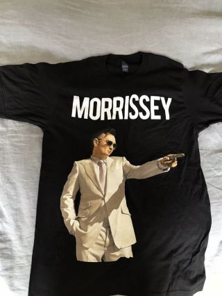 Morrissey Glam Era Black T - Shirt.  Medium.  Wearing Cream Suit And Aviators