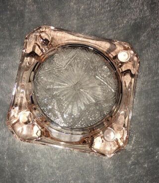 Vintage Macbeth - Evans Pink Depression glass ashtrays.  3”x3” 4