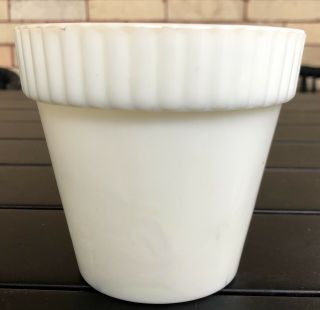 Vintage Akro Agate Milk Glass Flower Pot Planter