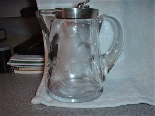 Antique Heisey Syrup Pitcher Copper Wheel Cut Daisy