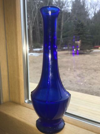 Vintage Cobalt Blue Depression Glass 8 " Bud Vase With Fluted Top