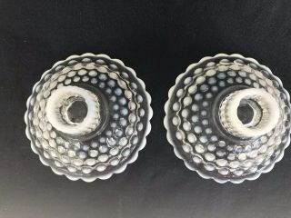 Cute Vintage Anchor Hocking Opalescent Moonstone Hobnail Candle Holders 2