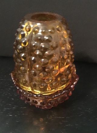 Fenton Glass Fairy Lamp Light Tea Candle Holder Vintage Hobnail Amber/gold/brown