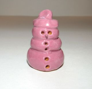 Vintage Bybee Pottery Pink Snowman Figurine Christmas Winter