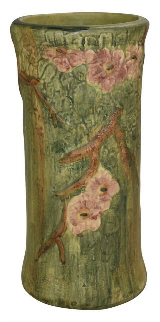 Vintage Weller Pottery Flemish Woodcraft Tall Floral Vase
