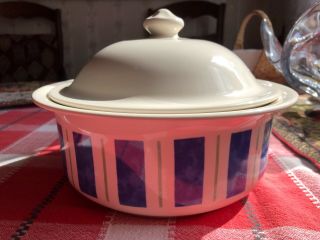 Pfaltzgraff Wyngate Stripe 2 - Qt Round Covered Casserole Bowl With Lid - Excellen