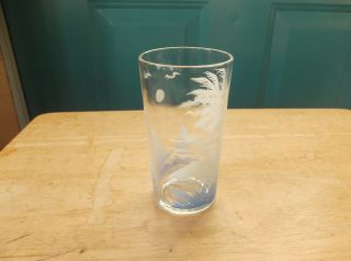 Vintage Federal Glass Tumbler Glass with Boat and Palm Tree Design 2
