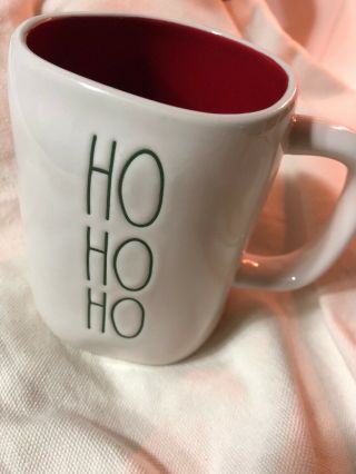 Rae Dunn Christmas Mug " Hohoho " White / Green Lettering / Red Inside