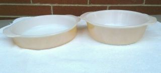 Vintage Fire King Peach Luster 5 Casserole & 2 Cake Pan Set Of 2 Ovenware