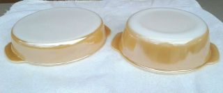 Vintage Fire King Peach Luster 5 Casserole & 2 Cake Pan Set of 2 Ovenware 2
