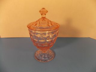 Pink Depression Glassware,  Candy Dish,  Dresser Dish With Lid