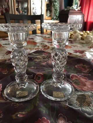Vintage Bohemian Lead Crystal Candle Holders Made In Czech
