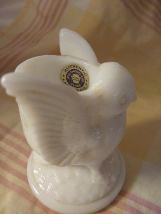 Vintage WESTMORELAND White Milk Glass OWL Toothpick Holder 2
