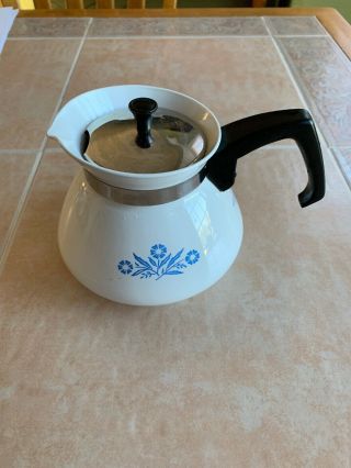 Vintage Corning Ware Coffee Tea Pot 6 Cup Blue Cornflower