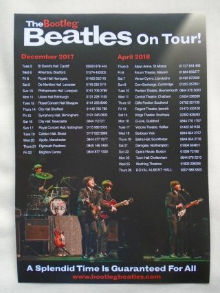 Beatles/the Bootleg Beatles Live In Concert 2017/18 Uk Tour Promo Flyers X 2
