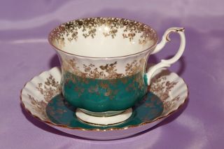 Royal Albert English Bone China Teacup & Saucer Tea Cup And Teal Regal Series