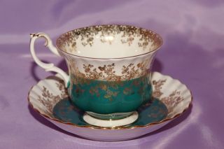 Royal Albert English Bone China Teacup & Saucer Tea Cup And Teal Regal Series 2