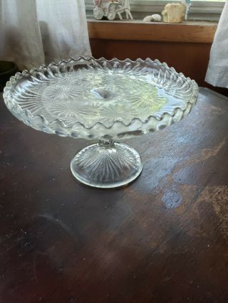 Vintage Clear Glass Footed Cake Stand