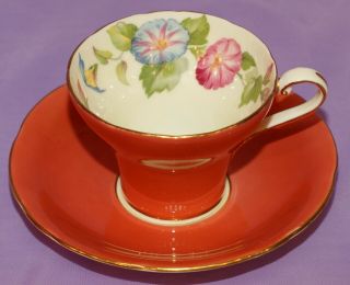 Aynsley English Bone China Corset Tea Cup & Teacup And Saucer Set W Wildflowers
