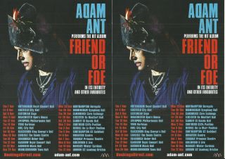 Adam Ant - Friend For Foe 2019 Uk Tour Flyers X 2