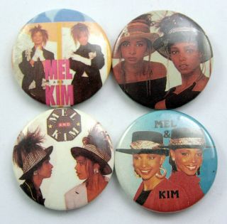 Mel And Kim Button Badges 4 X Vintage Mel & Kim Pin Badges Pop
