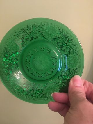 Vintage Anchor Hocking Green Glass Dessert Plates.