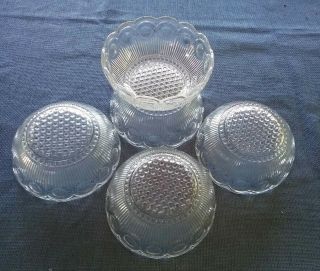 Set (5) Vintage Clear Pressed Glass Scalloped Edge Dessert/berry/ice Cream Bowls