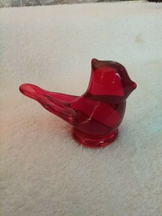 Vintage Titan Ruby Red Glass Cardinal Bird